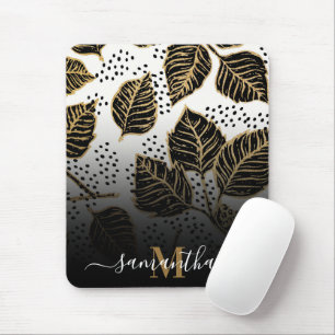 Tapis De Souris Floral noir et doré