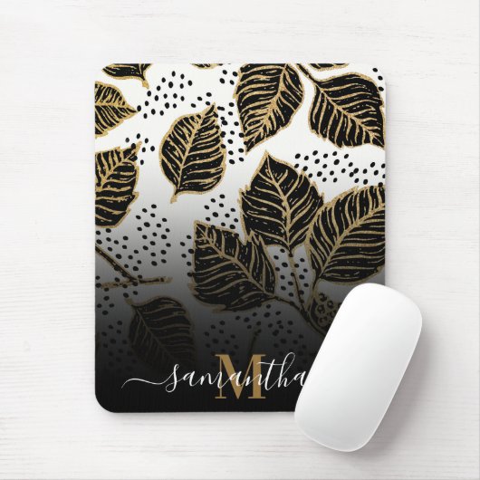 Tapis De Souris Floral noir et doré (Avec souris)