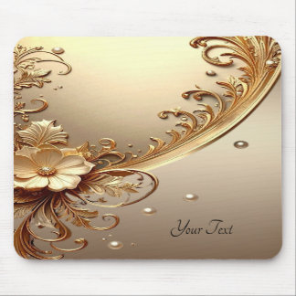 Tapis de souris floral orné doré