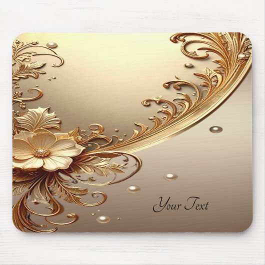 Tapis de souris floral orné doré (Devant)