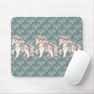 Tapis De Souris Floral Pastel Horse Imaginaire illustrateur