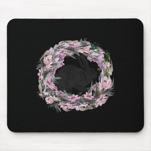 Tapis De Souris Floral Pattern And Bunny Rabbit  (Devant)