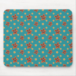 Tapis De Souris Floral rétro, Pois sur Mousepad Turquoise