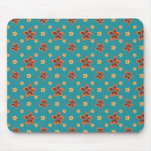 Tapis De Souris Floral rétro, Pois sur Mousepad Turquoise (Devant)