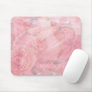 Tapis De Souris Floral rose doux Personnalisé unique