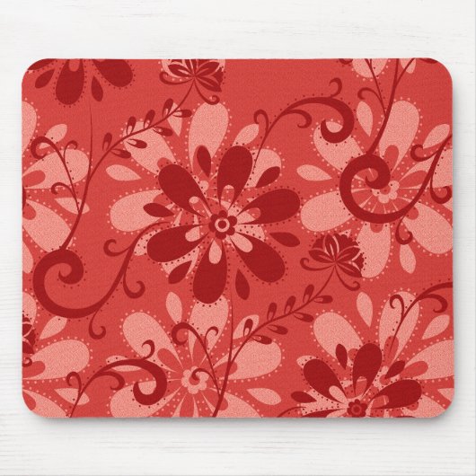 Tapis De Souris Floral rouge Abstrait (Devant)