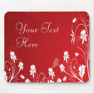 Tapis De Souris Floral rouge et blanc moderne
