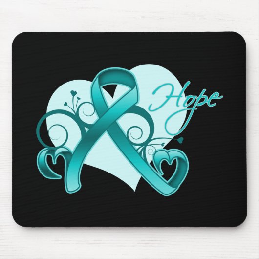 Tapis De Souris Floral Ruban Hope - Cancer de l'ovaire (Devant)