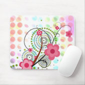 Tapis De Souris Floral sur des points (Avec souris)