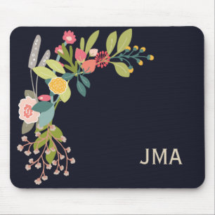 Tapis De Souris Floral vintage avec Monogramme
