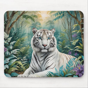 Tapis De Souris Flore de la jungle de Tigre blanc