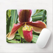 Tapis De Souris Flore de l'orchidée rouge Lady Slipper (Avec souris)