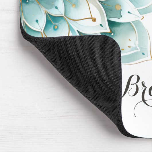 Tapis De Souris Flore d'or Turquoise bleu personnalisé Mandala Mou (Coin)