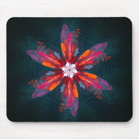 Tapis De Souris Flore Mandala Flowers Orange Red Blue Abstract (Devant)