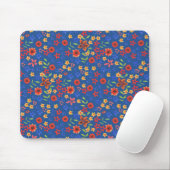 Tapis De Souris Flore rétro chic imprimé sur Mousepad bleu (Avec souris)