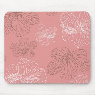 Tapis De Souris Flore rose esquissé