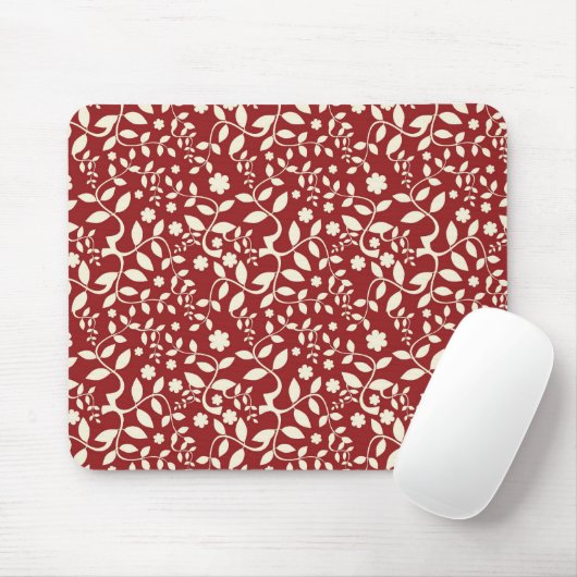 Tapis De Souris Flore rouge et crème (Avec souris)