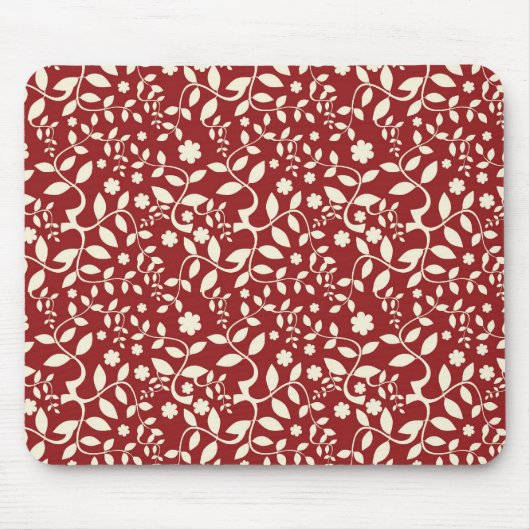 Tapis De Souris Flore rouge et crème (Devant)