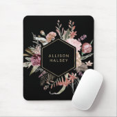 Tapis De Souris Flore rustique élégant avec cadre géométrique (Avec souris)