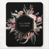 Tapis De Souris Flore rustique élégant avec cadre géométrique (Devant)