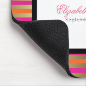 Tapis De Souris Flores d'aquarelle sur bandes rose orange et or (Coin)