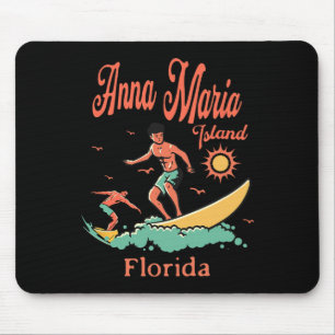 Tapis De Souris Floride Anna Maria Island Fl Surfeur Surfant Pêche