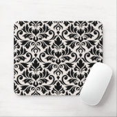 Tapis De Souris Flourish Damask Pattern Black on Cream (Avec souris)
