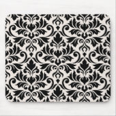 Tapis De Souris Flourish Damask Pattern Black on Cream (Devant)