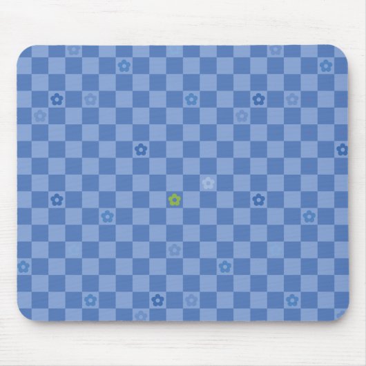 Tapis De Souris Flower Checkered Pattern No. 01 - Light Blue (Devant)