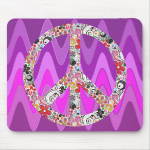 Tapis De Souris Flower Power Paix I - sinus pnk