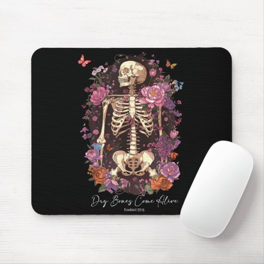 Tapis De Souris Flower Skeleton Dry Bones Come Alive, Retro Enchan (Avec souris)