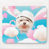 Tapis De Souris Fluffy Dog avec Casquette blanc (Devant)
