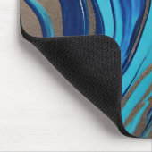 Tapis De Souris Flux Abstrait moderne Art- Bleu et Or- (Coin)