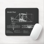 Tapis De Souris Flyer Wright - Plan de dessin du plan d'avion (Avec souris)