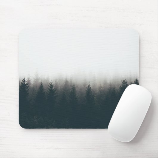 Tapis De Souris Foggy Forest Pine Mountain Art esthétique (Avec souris)