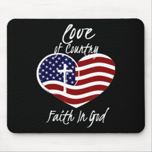 Tapis De Souris Foi Patriotique Chrétienne En Dieu Croix du Coeur