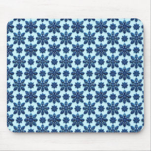 Tapis De Souris Fond à motif flocon de neige bleu