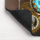 Tapis De Souris Fond rouillé Steampunk avec verres turquoise (Coin)