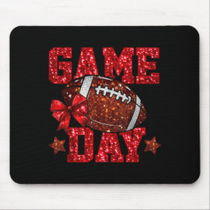 Tapis De Souris Football de jour de match Rouge Coquette Bow Espri