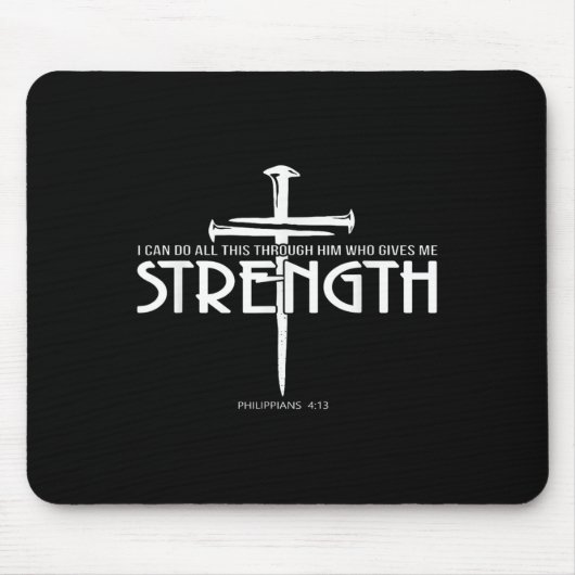 Tapis De Souris Force Et Clou Croix Bible Verse Christian (Devant)