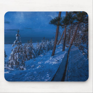 Tapis De Souris Forest path at winter night