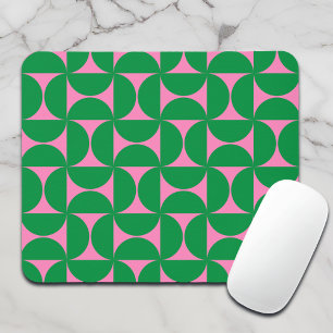 Tapis De Souris Forêt Abstraite moderne vert et rose milieu du siè