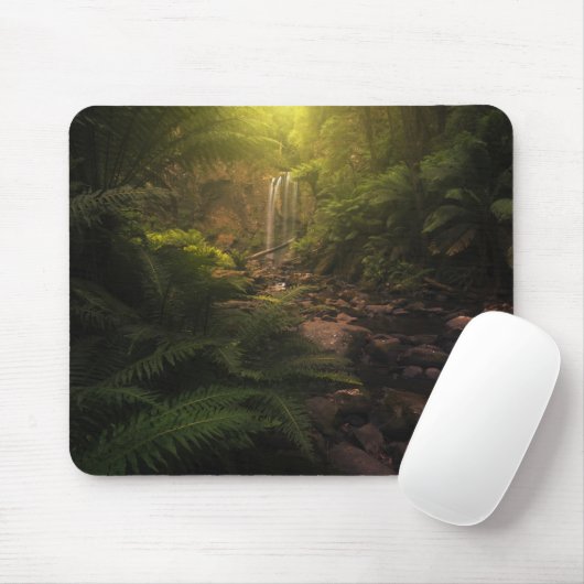 Tapis De Souris Forêt | Cascade Sunlight Highlights (Avec souris)