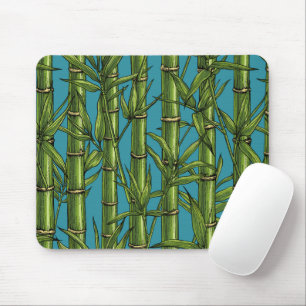 Tapis De Souris Forêt de bambou sur bleu