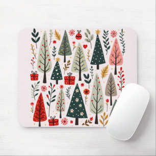 Tapis De Souris Forêt de sapins de Noël fantaisistes