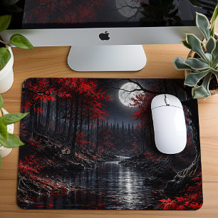 Tapis De Souris Forêt Fantastique Rouge Foncé