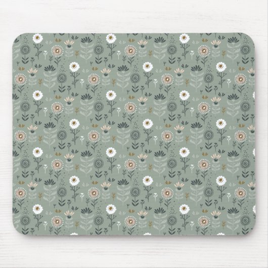 Tapis De Souris Forêt Florale Sage Green (Devant)