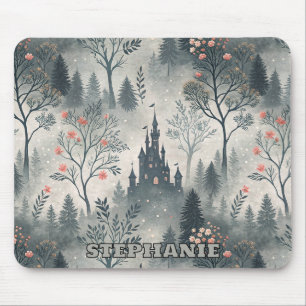 Tapis De Souris Forêt humide enchantée avec Château foncé - Ethéal