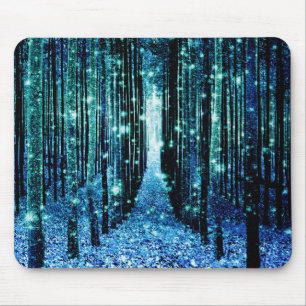 Tapis De Souris Forêt Magique Turquoise Bleu-vert