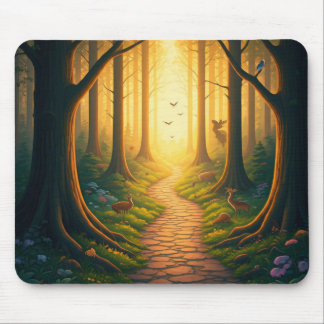 Tapis De Souris Forêt naturelle et pavé de souris d'oiseaux